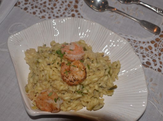 Crab Risotto with Sauteed Shrimp